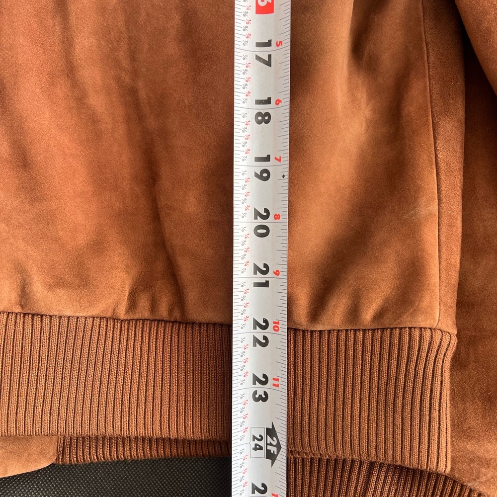Men's Brown Suede Bomber Jacket - Timeless Casual Bomber NEW - Picture 10 of 11